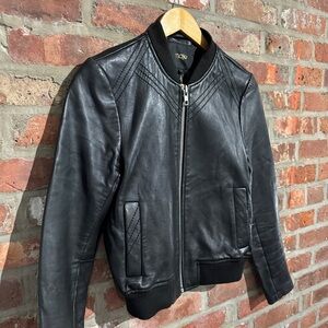 Maje Black Leather Jacket - EU 38 / Small